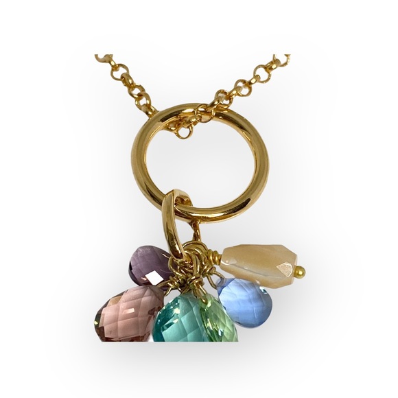 new Rivka Friedman ꕥ Briolette Gemstones Pendant Necklace ꕥ 18K Gold Clad ꕥ Gems - Picture 11 of 16